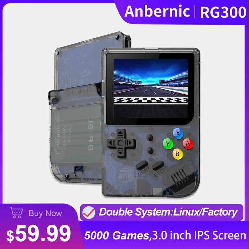 Joueurs de jeux portables ANBERNIC NOUVEAU RG300 Console de jeu rétro Écran IPS 5000 Jeux vidéo 64G FW OS Tony 2.2 Système portable Consola Player T220916