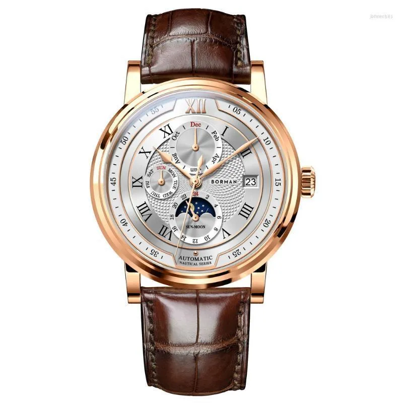 Relógios de pulso Mens relógios automáticos relógios de luxo Moda Mecânica Wristwatch Sapphire Cryphire Crystal Week Data 24