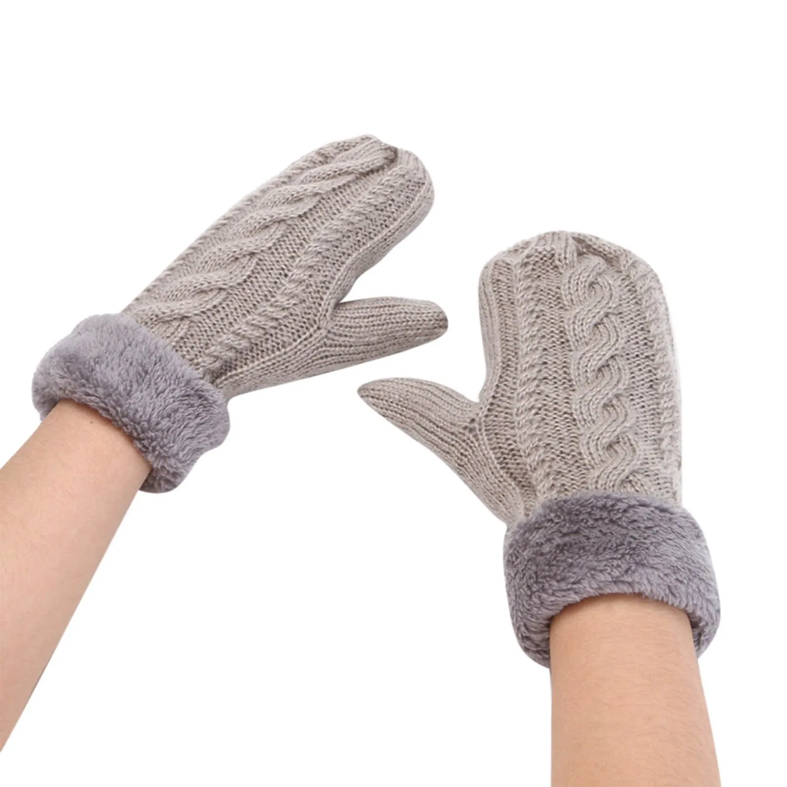 Women Fashion Knit Twist Flowers Mittens Winter Female Wool Plus Cashmere Velvet Thickening Warm Full Finger Gloves Guantes FY3892 914