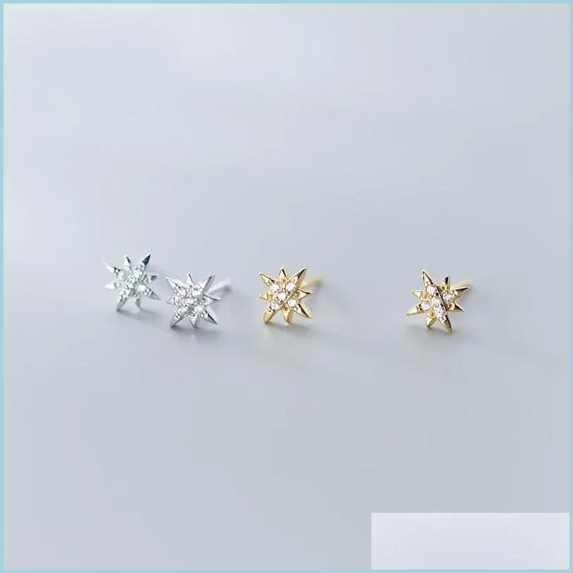 Stud 925 Sterling Sier Korean Simple Star Stud Earrings Women Light Luxury Compact Girl Friends Party Jewelry Friendship DHSeller2010 DHLB6