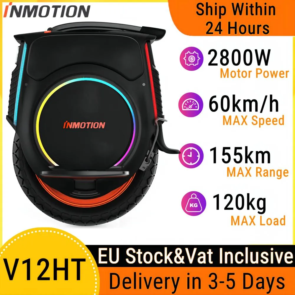 Inmotion V12HT 자체 균형 스쿠터 다기능 터치 스크린 스마트 전기 외발 자전거 고 토크 EUC 휠 2500W VAT 포함 강력한 모노 휠