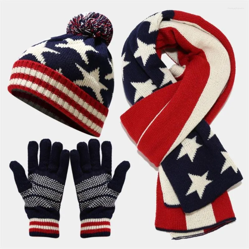 Berets Unisex Ladies Thick Knit Hat Scarf And Touchscreen Gloves Set Knitted Winter Apparel Accessories