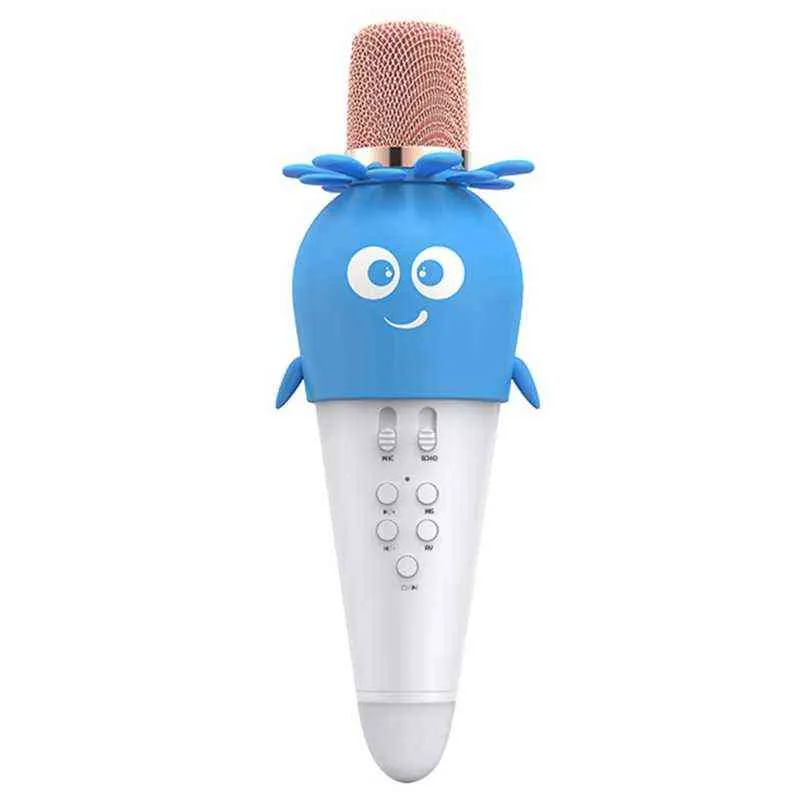 Microphones Wireless Bluetooth Microphone Handheld Condenser Mic Speaker with LED Lights Record Function Karaoke Mic for Kids T220916