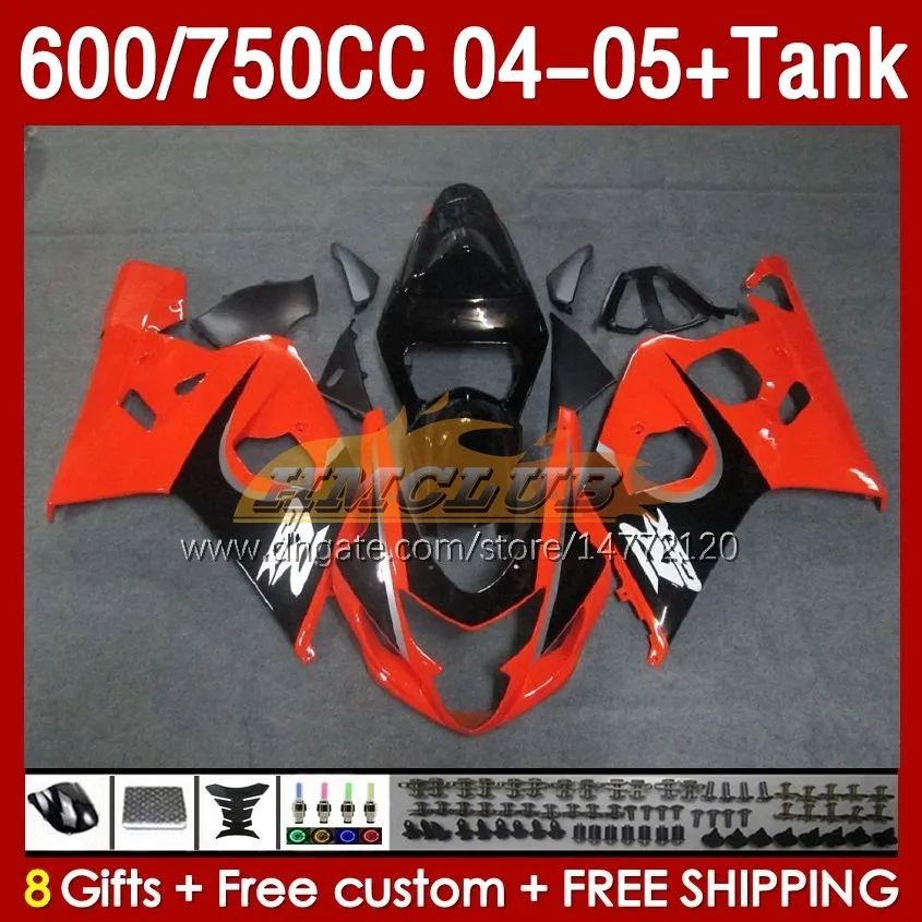 SUZUKI GSXR-600 GSXR600 GSXR-750 K4 GSXR750 04 05 153NO.53 GSXR 600 750 CC 600CC 750CC 2004 2005 GSX-R600 04-05 ING 04-05 INGROMER MOLTER MOLD FAIRLING FAIRLING FAIRLING FAIRLING FAIRLING FAIRLING FAIRLING FAIRLINGのためのOEM Orange Black Fairings Tankタンク