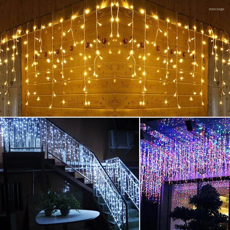 Remsor LED Icicle Light String Colorful Outdoor Landscape Decor Christmas Party Supplies for Garden Courtyard Terrace ENA88