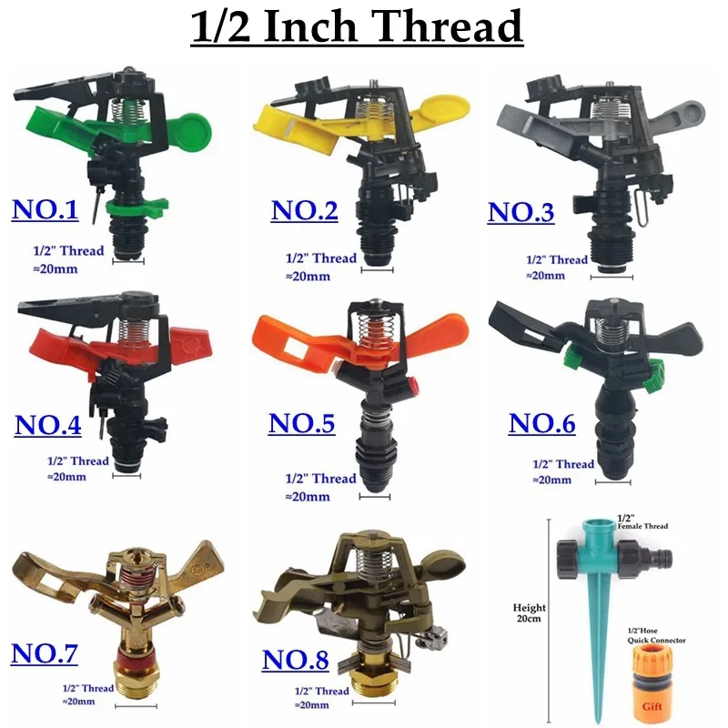 Watering & IrrigationGarden S 1/2'' 3/4 360 Rotating Nozzles Sprinkler High Strength Durable