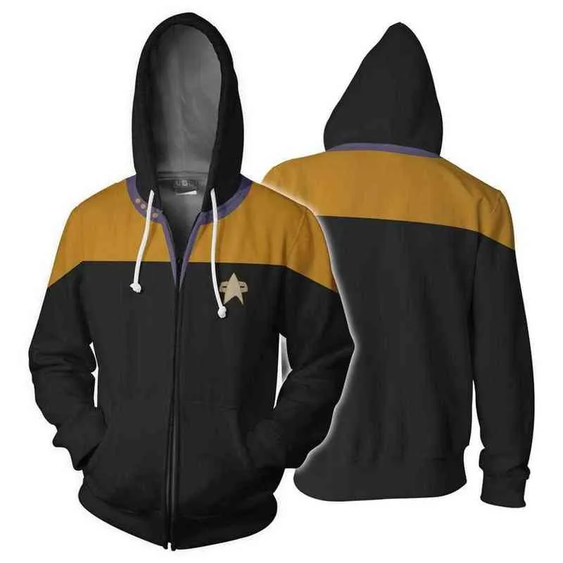 رجال رجال Sweatshirts Star Voyager Command Cosplay Star Come Hoodie Trek Hoodie عالية الجودة