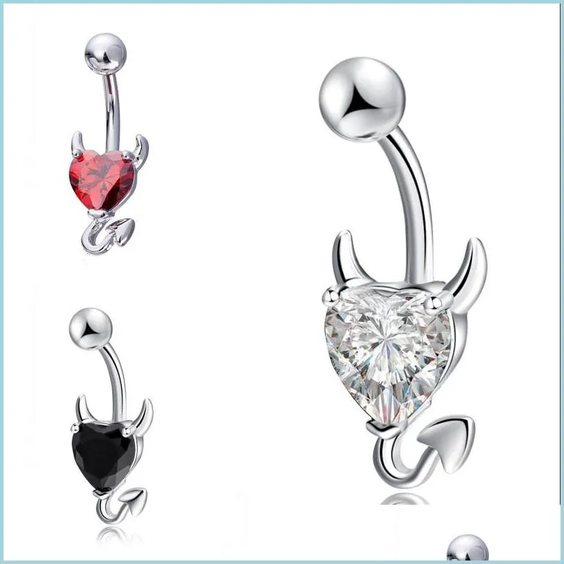 Navel Bell -knop Ringen Groothandel 3 kleuren Little Evil Form Sier 316L roestvrijstalen sieraden Navel Bars navel knop Dhseller2010 DH8XR