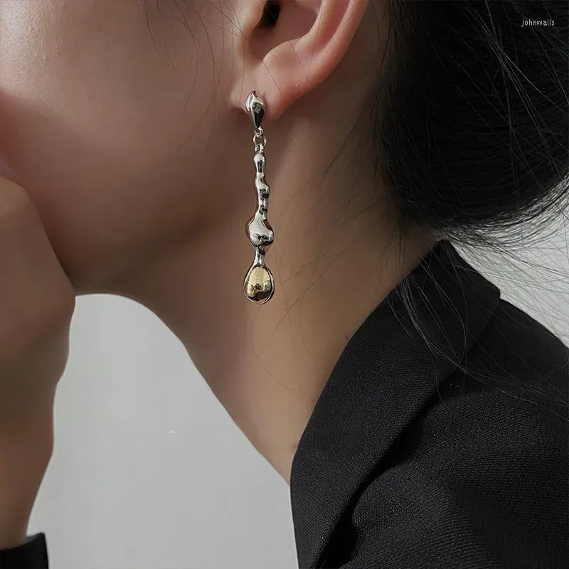 Boucles d'oreilles pendantes lustre tendance or argent couleur géométrique longue pour femmes Vinatge Cooper alliage déclaration bijoux de modeDangle