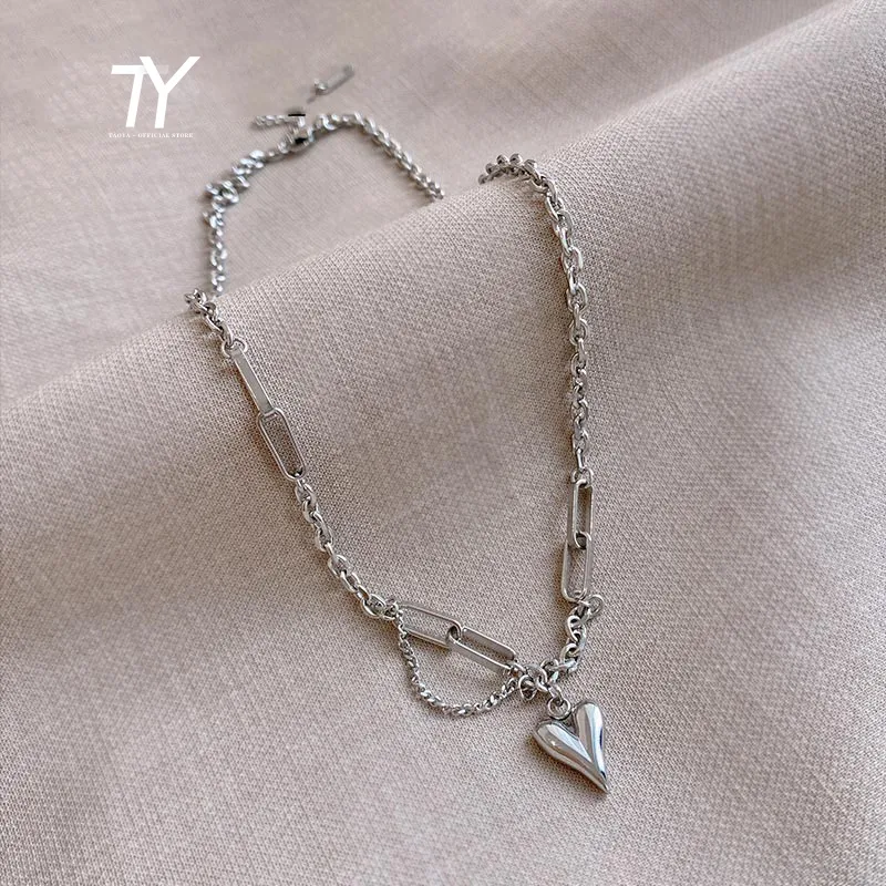Europäische und Amerikanische Süße Pfirsich Herz Anhänger Edelstahl Choker Halskette Für Frau 2021 Koreanische Mädchen Sexy Schlüsselbein Kette