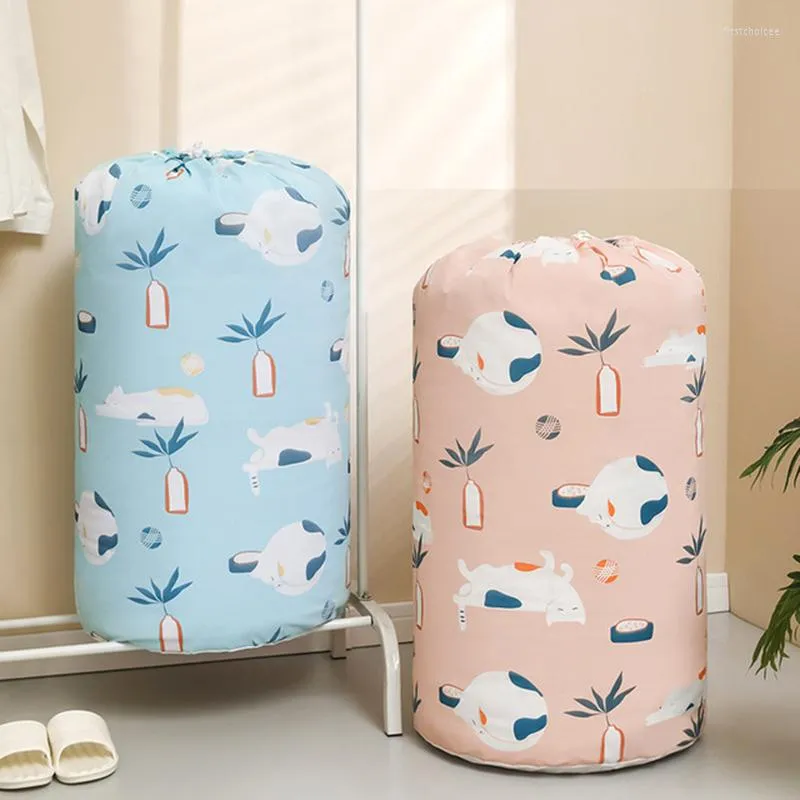 Storage Bags Laundry Bag Large Capacity Cute Animals Drawstring Closure Blue/Pink Basket Organizer For Bedroom 45 X 82cm RE