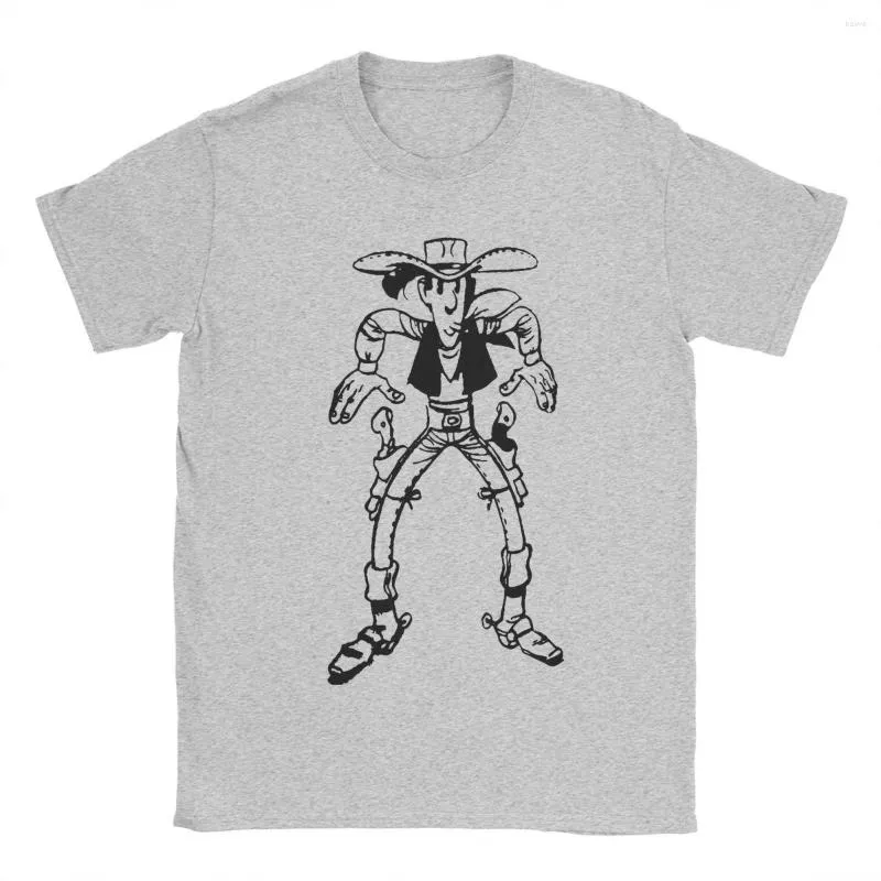 T-shirt da uomo Uomo Donna Vintage Cowboy Lucky Luke Belga Cartoon Abbigliamento in cotone Divertente manica corta Girocollo T-shirt Idea regalo