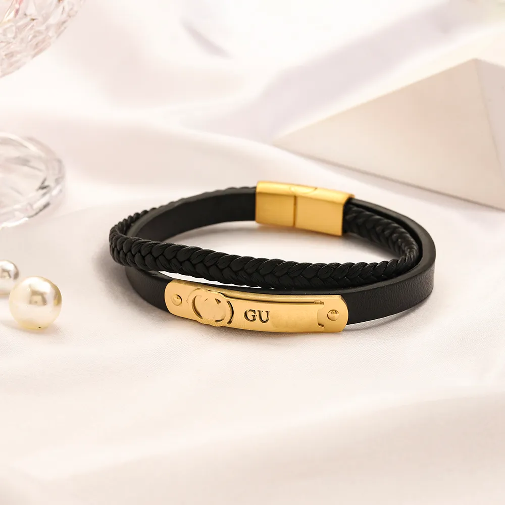 Luxury Leather Bracelet Gold Silver Wispy Bangle for Men Women