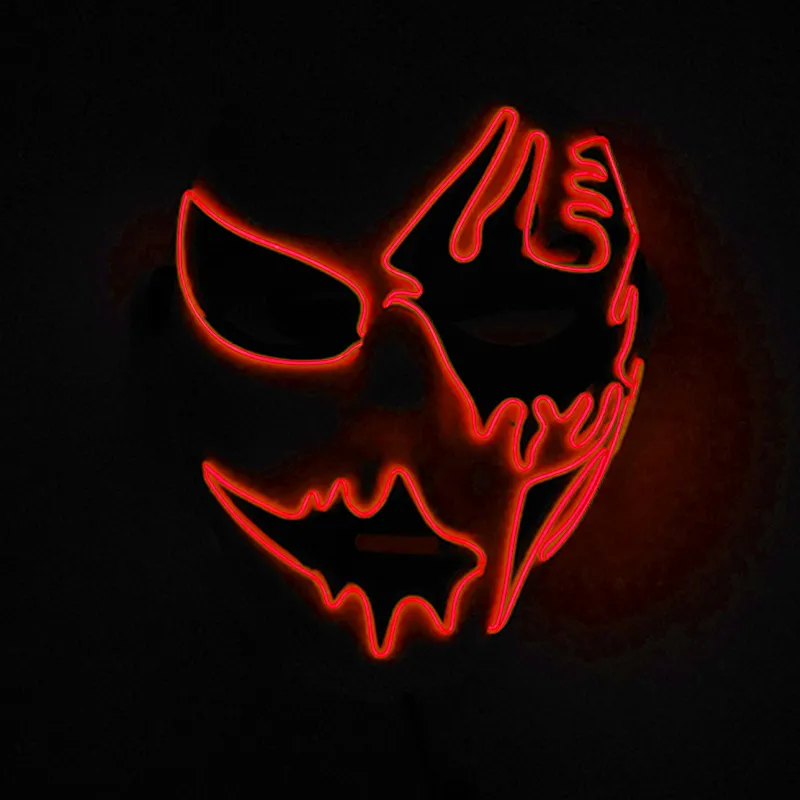 Halloween Scary LED Party Mask Neon Light Costume Mask EL Wire Face Glow Maske Festival Carnival Mask Halloween Decoration