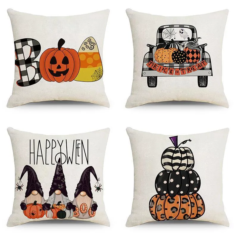 4 PCS/lot Halloween Decor Pillow Covers Pillow case Fall Farmhouse Decorations Boo Gnomes Truck Decorative Throw Cushion Case XBJK2209