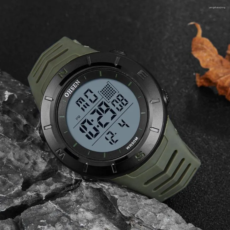 Wristwatches Digital Men Watches Electronic Led Military Green Waterproof Wristwatch Reloj Hombre Outdoor Sport Fashion Multi Function Watch