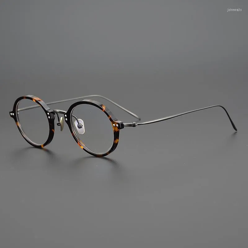 Lunettes de soleil Cadres Mode Vintage Acétate Lunettes Cadre Hommes Petit Rond Optique Myopie Prescription Titane Lunettes Femmes LunettesMode