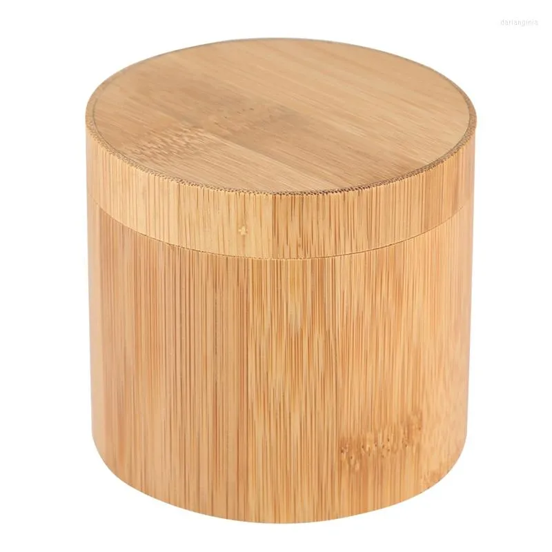 Watch Boxes Cylindrical Bamboo Box Wooden Jewelry Gift Case 8.8 8.1cm