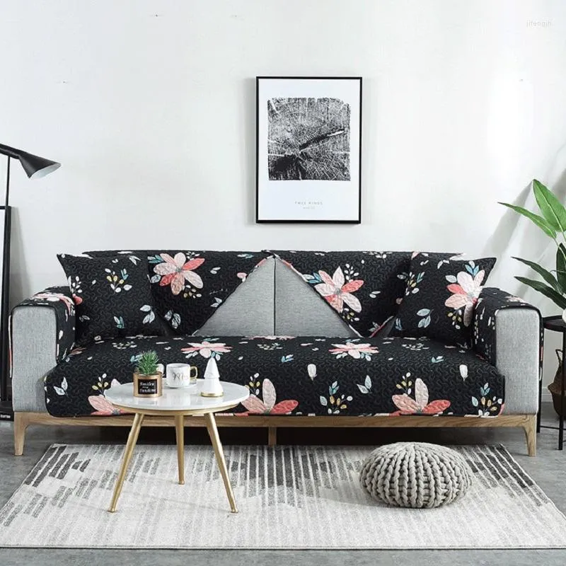 Tampa a cadeira de alta qualidade preto preto tampa de sofá-algodão resistente a tapetes de toalhas resistentes à vida/sala de estar em forma de L