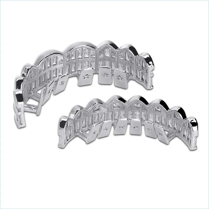 Grillz Dental Grills New Baguette Set Teeth Grillz Top Bottom Color Color Grill