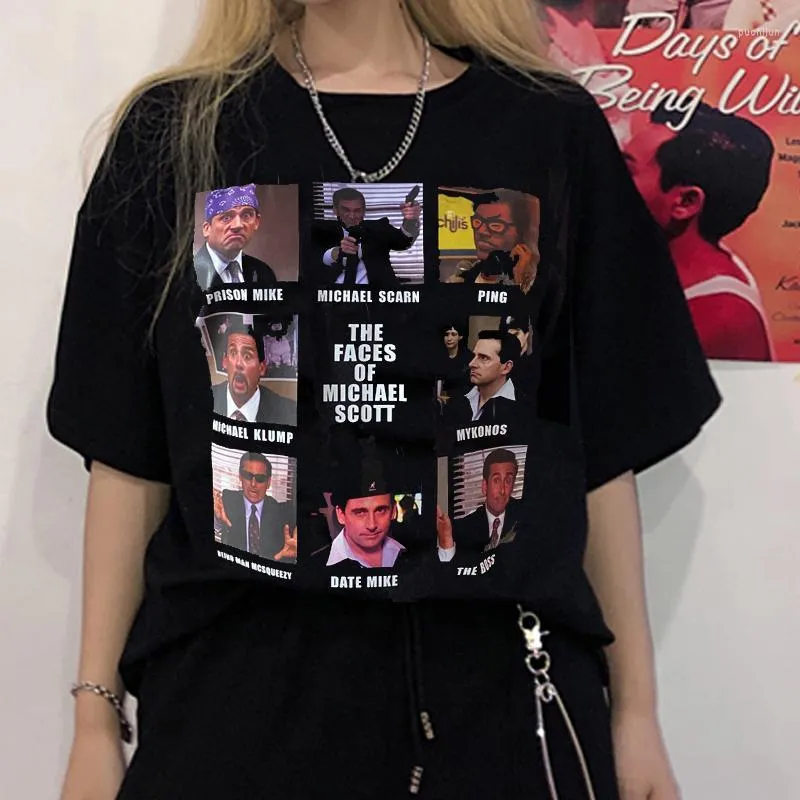 Camisetas femininas T-shirt feminino The Faces of Michael Scothe Office Shirt Funny Quotes Scodwight Schrute Graphic Tee