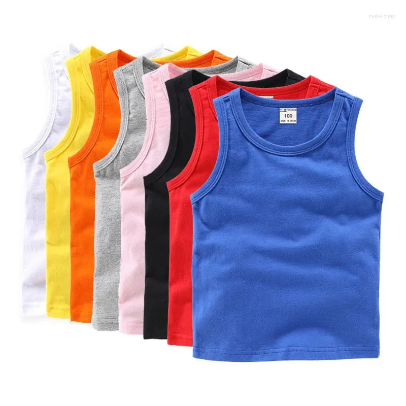 Chemises 2-11Y Enfants Bébé Garçons Gilets Enfants D'été Débardeur Tenue Enfant Garçon Fille Solide Tops Vêtements Coton T-shirts Noir Combishorts