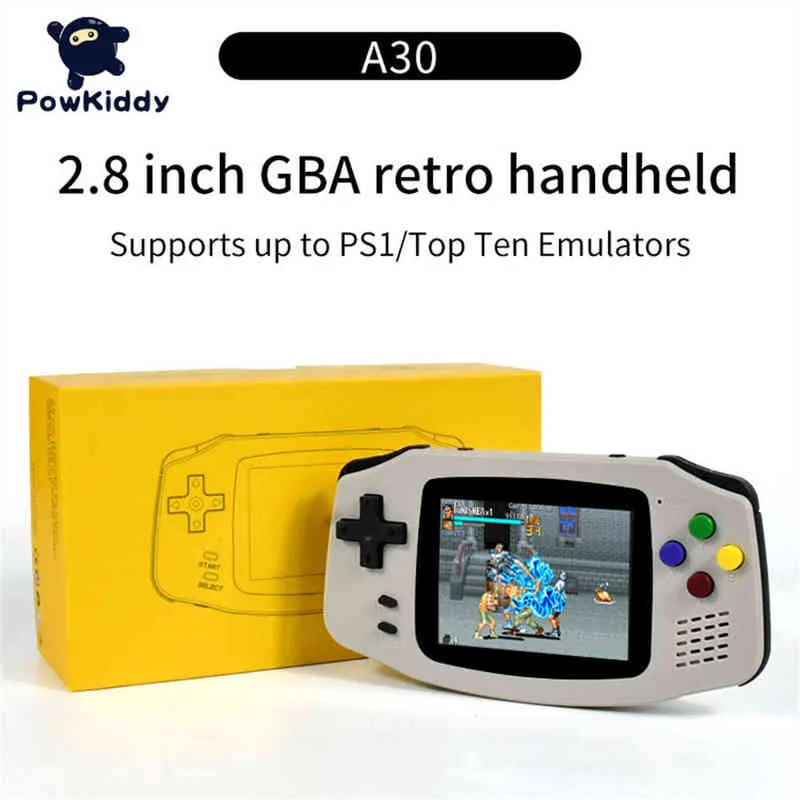 Portable Game Players New POWKIDDY A30 Handheld Game Console 2.8 inch IPS HD Screen 32G Built-in 4000 Games Portable Game Console Childrens Gift T220919