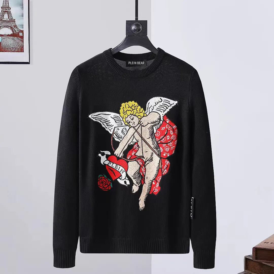 PLEIN BEAR Pulls pour Hommes PULL LS INTARSIA SKULL PP Pulls pour Hommes Manches Longues Tricots Lettres Budge Strass Sweat-Shirt Unisexe Hommes Hauts Vêtements en Tricot PP169