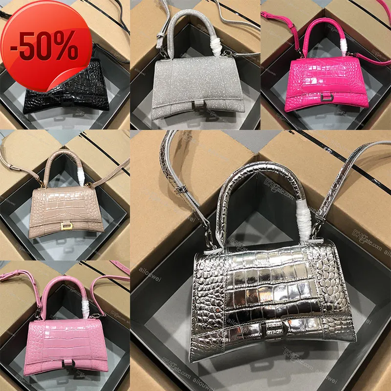 Designerskie torby w torbie klepsydra dynder mała ręka mini luksusowe kobiety Krokodyl wytłaczany moda różowa czarna godzina szklana szklana damska worek crossbody torba greentote