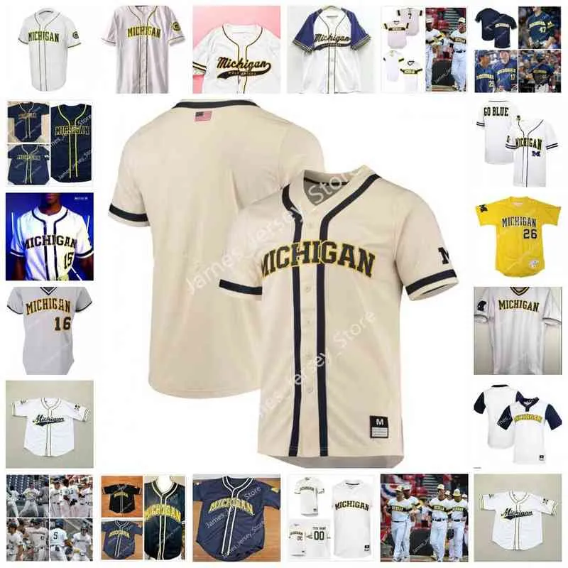 College Baseball nosi college Customed Michigan Wolverines Baseball Jersey 37 Chase Allen 39 Connor O'Halloran 40 Angelo Smith 41 Christian Blakely 47 Jaco