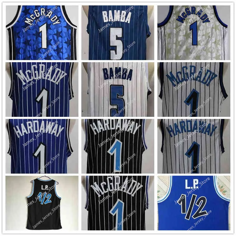 Koszykówka uniwersytecka nosi koszykówkę College Mohamed Bamba Jersey Tracy McGrady Penny Hardaway Lp Anfernee Vintage zszyta czarna niebieska biała oddychająca sport 202