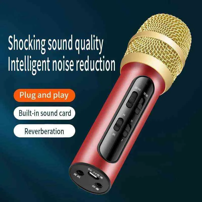 Микрофоны Портативный мини -беспроводной конденсатор Bluetooth Condenser Mic Гаджет домашний шумоподавляющий микрофон интегрированный аудио конфере для пения песен T220916