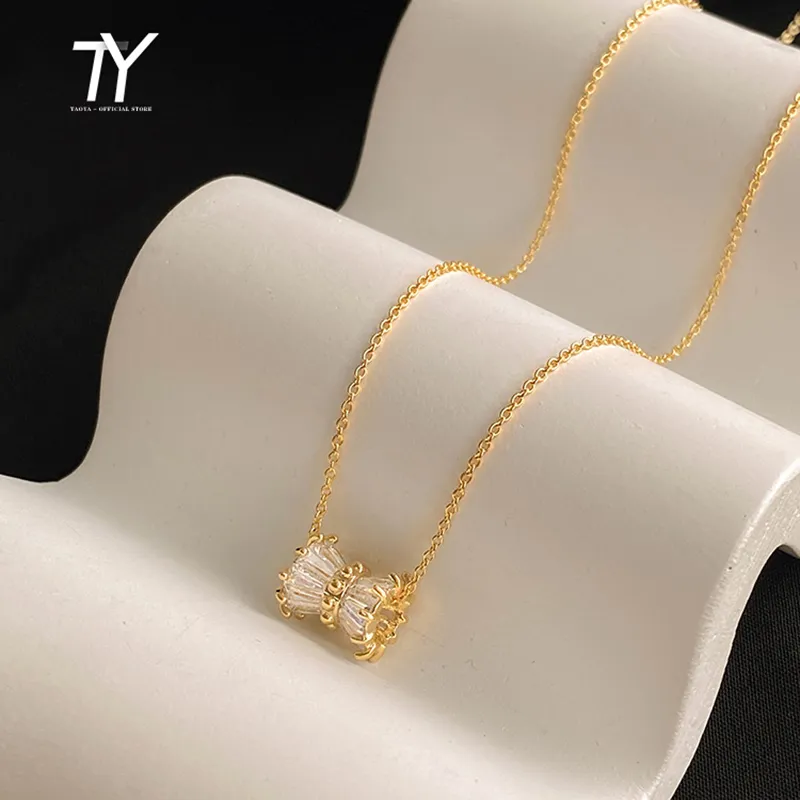 Collier pendentif de taille en Zircon pour femmes, cadeau de luxe, nouvelle mode, bijoux de fête de mariage, chaîne de clavicule Sexy pour filles