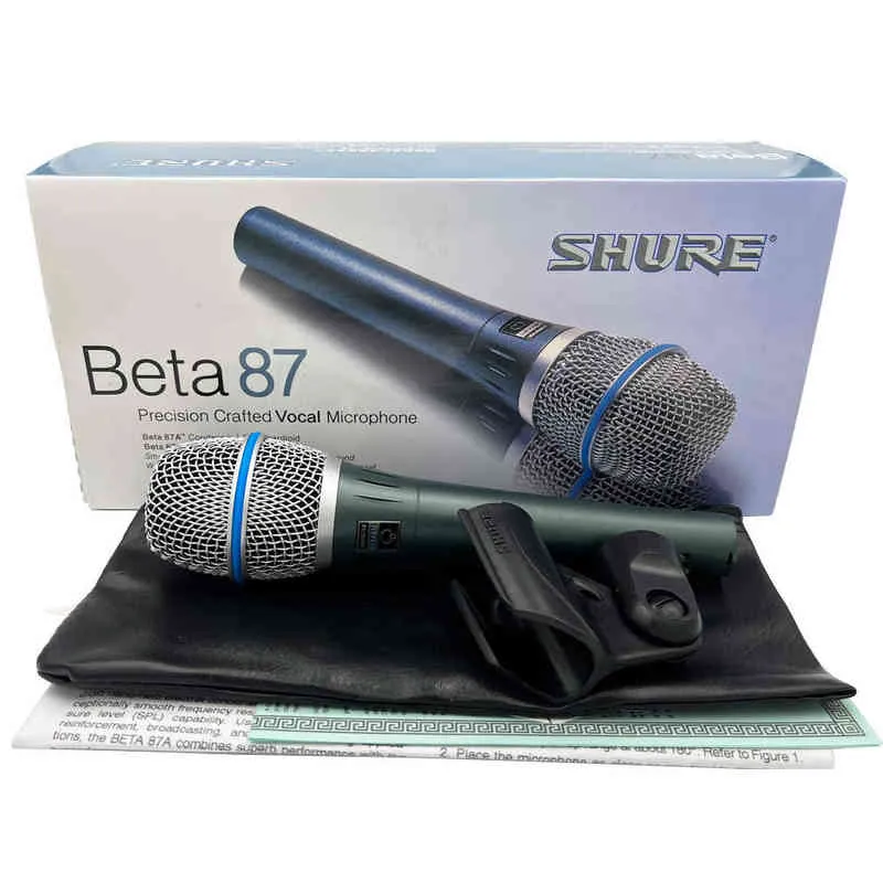 Microphones Microphone vocal dynamique filaire SHURE Beta 87 pour micro cardioïde portable pour karaoké DJ Stage Performance Studio Enregistrement Église T220916