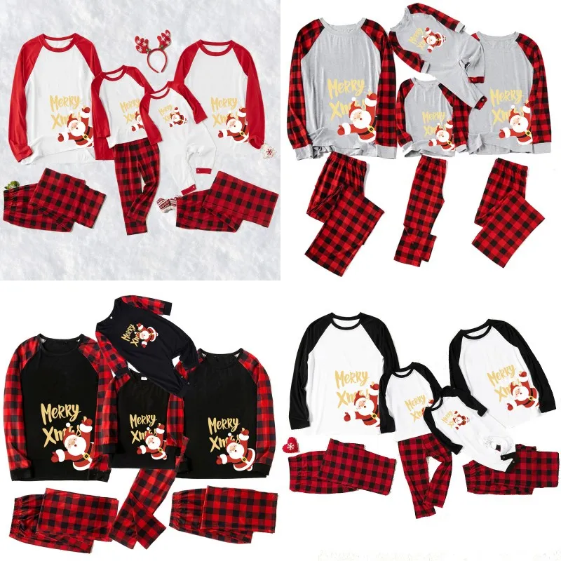 Christmas Matching Pajamas Set Home Clothing Red/Black Women/Men/Kids/Couples Loungewear Sleepwear