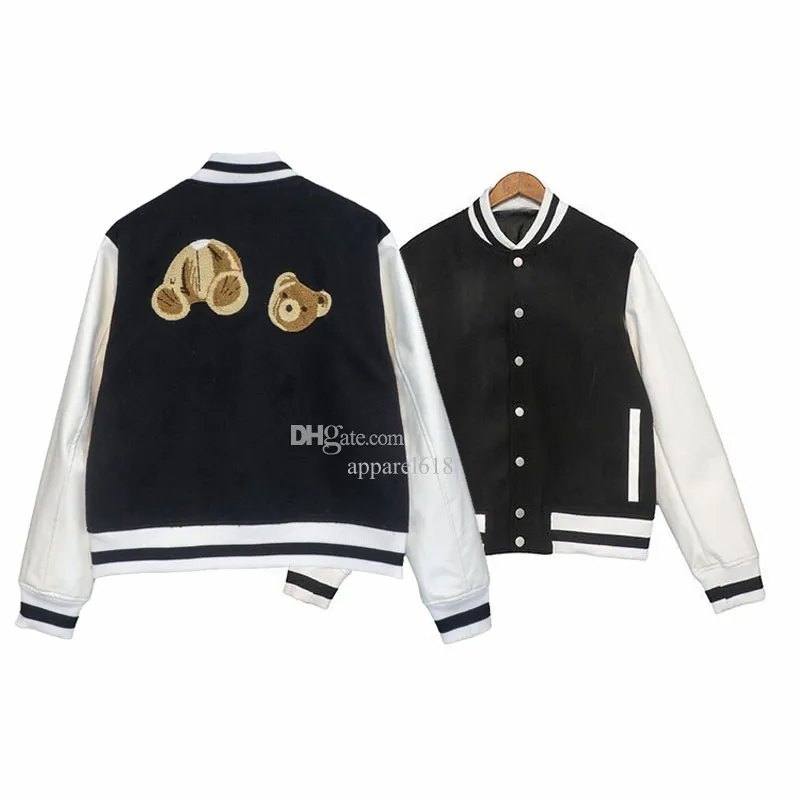 Modedesigner Männer Jacken Unisex Hip Hop Letterman Coat Bärenmuster Druck weiß blau Oberbekleidung mit Buchstaben Damen Frühling Herbst