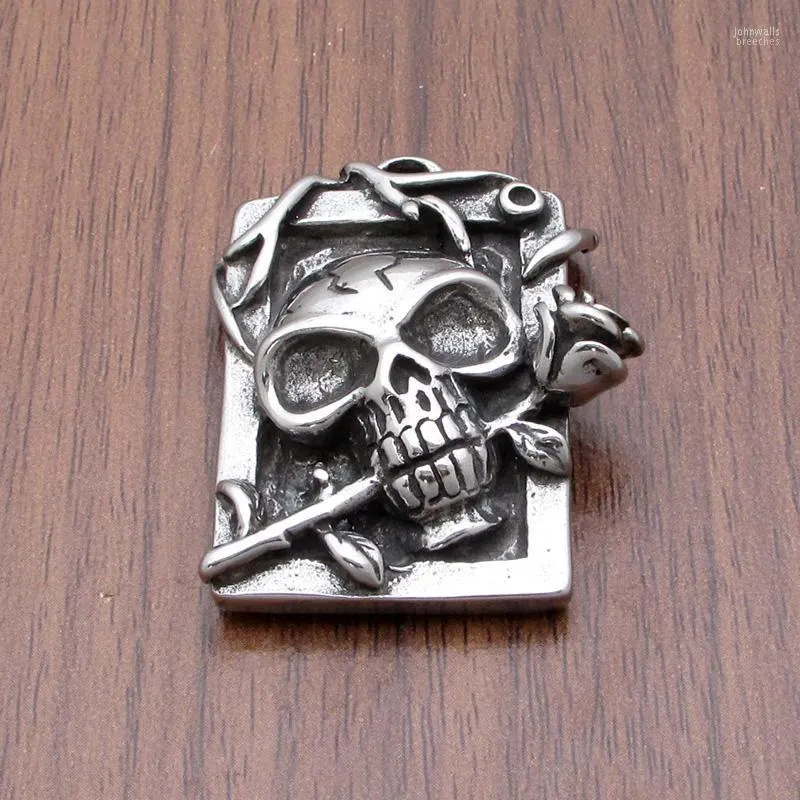 Подвесные ожерелья панк 316L из нержавеющей стали Rose Skull Пользовательский дизайн скелет головы цветочные украшения