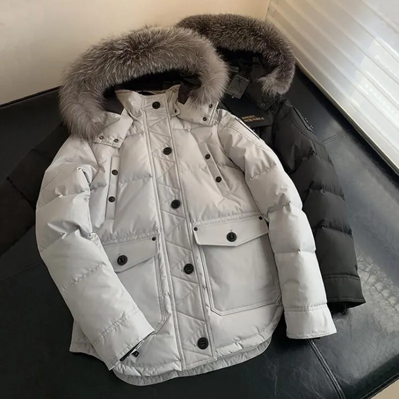 Giacca da uomo Piumino invernale Colletti di volpe firmati Piumini Cappotto da donna Parka Design soprabito Spessa calda con cappuccio Piumino Abbigliamento giacca a vento Taglia grande S M L XL XXL