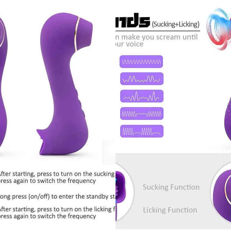 Nxy Vibrators 10 Tongue Licking Sucking Modes Clitoral Sexual Pleasure Stimulator Toy for Women Sex Nipple Pumps Waterproof Massager 220829