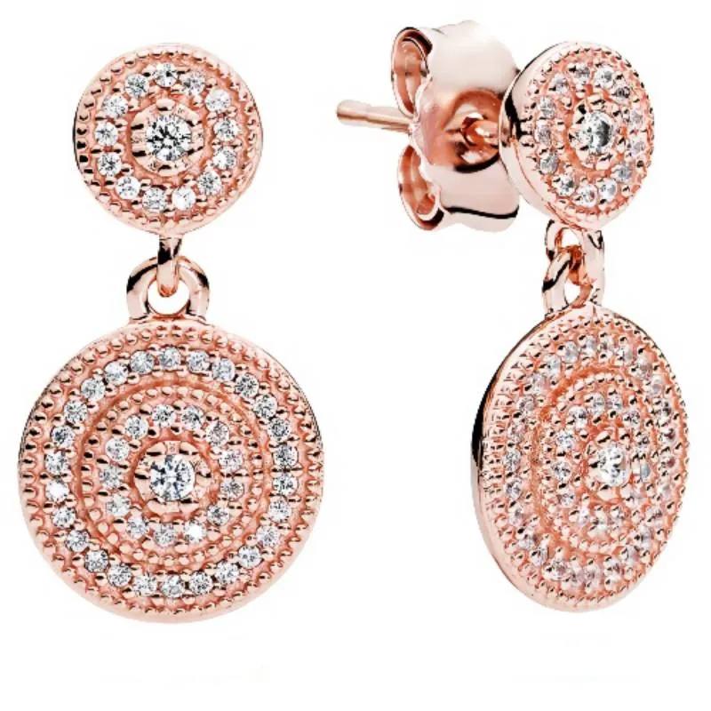 Perles de goujon Radiant Elegance Dorp Boucles d'oreilles Pandora Rose Clear Cz Authentique 925 Sterling Silver Charms Convient aux bijoux de style Pandora européen Brace Andy Jewel