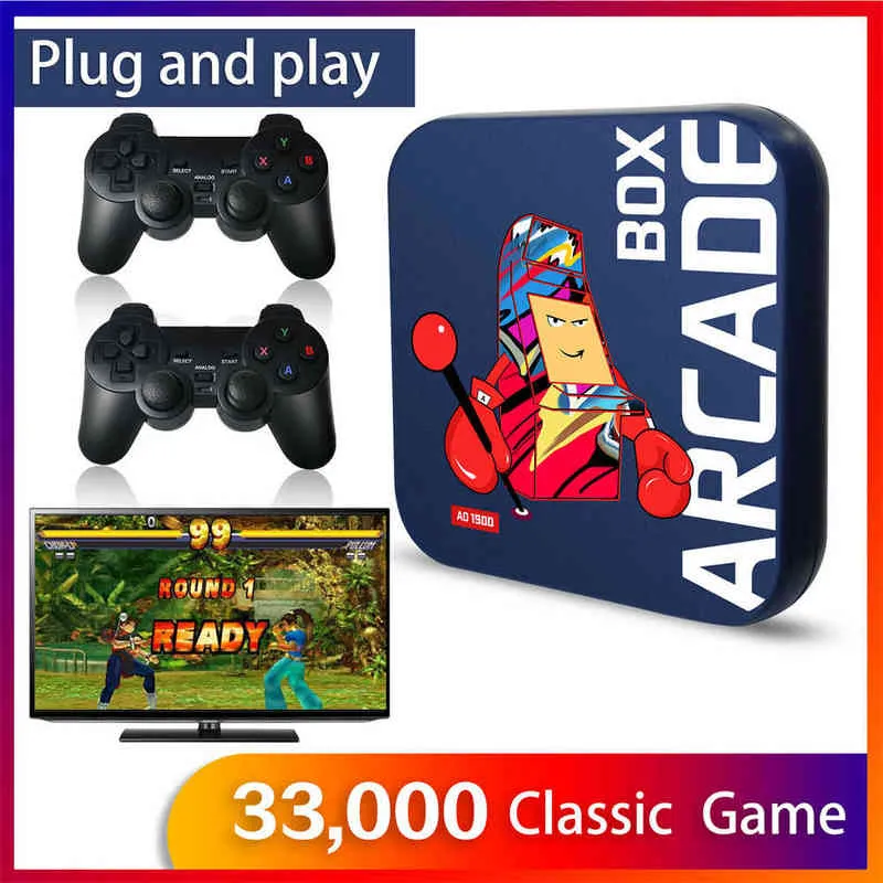 Jogadores de jogos portáteis top Arcade Box console de jogos de vídeo para PS1/NDS/N64/Naomi 64GB Mini Retro Console 4K HD Display na TV Built-in Retro 33000 Games T220916