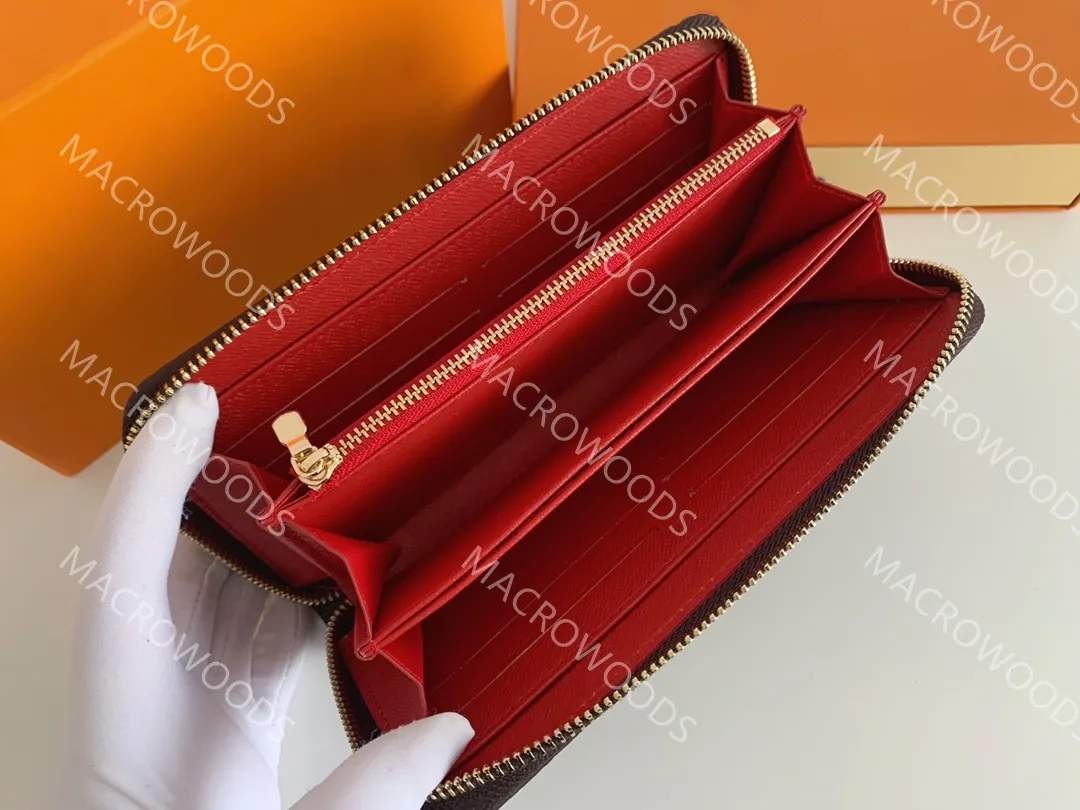 محفظة العملة الفاخرة للنساء مصممة طويلة محفظة Zippy محفظة خاصة Lady Classical مع Orange Box 60017 Gold Hardware متعددة