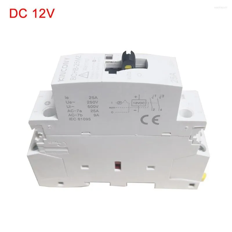 Modules d'automatisation intelligents DC 12v Contacteur AC modulaire avec interrupteur de commande manuel par DIN Rail Mount 2P 2NO pour DIY Home