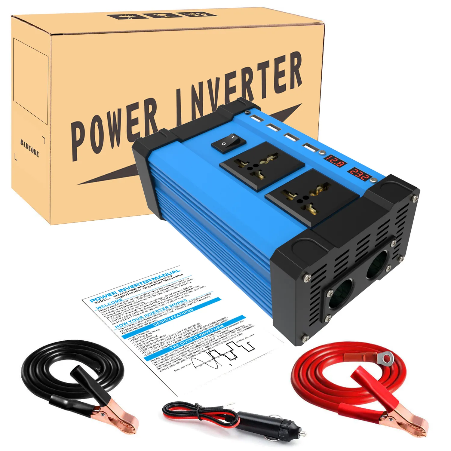 4000W Car Power Inverter 12V To 220V/110V DC To AC Converter With 4 USB ...