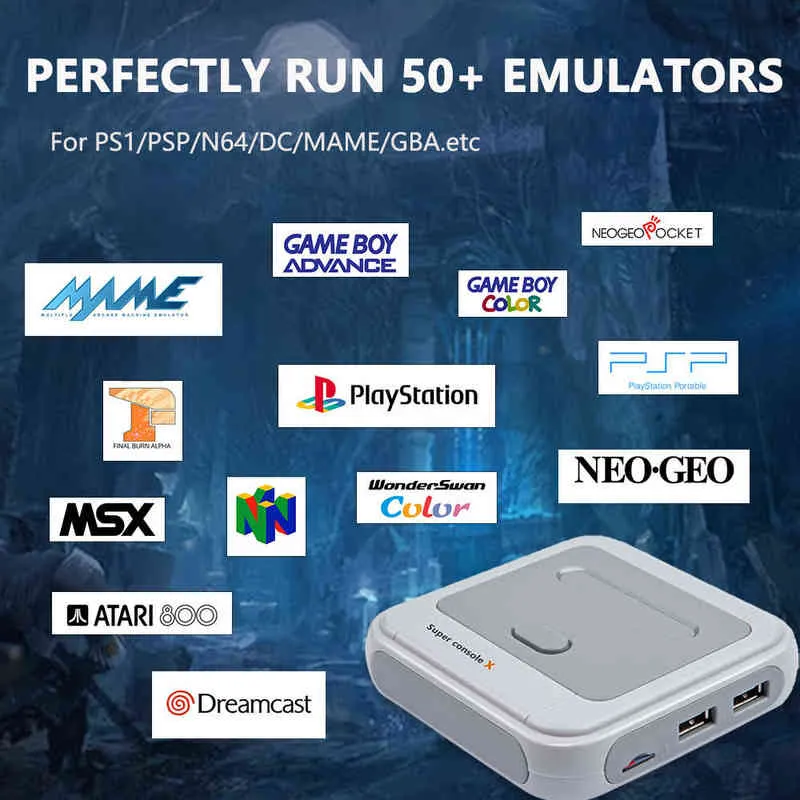 Super console x cube para psp/ps1/n64/dc/nes, jogos clássicos retro,  console de videogame, 50000 + jogos, controladores sem fio