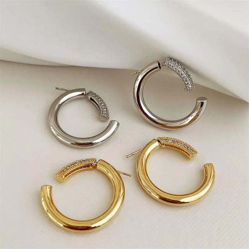 Kolczyki obręcze Koreańskie proste złoty kolor srebrny metalowy metal CRINESTON W kształcie C Blosy nieregularny geometryczny dla kobiet biżuteria