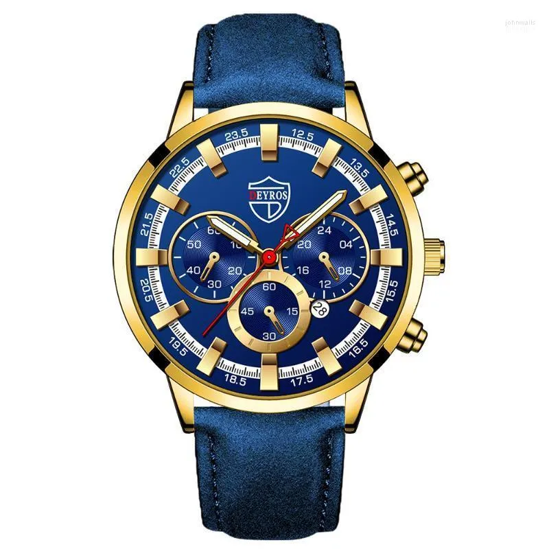 Avanços de pulseira Moda Mens relógios de calendário Top Watch for Men Data de dia à prova d'água Data luminosa Male Sports Quartz Clockwristwatches Wristwatchesw