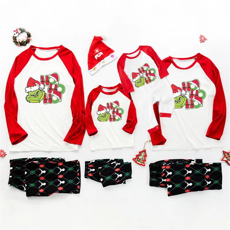Christmas Home Clothing Matching Pajamas Red/Black Classic Printed Sleepwear Set for Women/Men/Kids/Baby