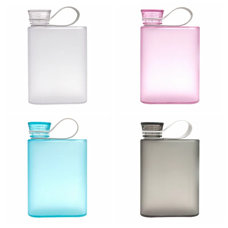 Creative Ultra Thin Water Bottle 380ml Outdoor Sports Square Plastic Cups Portable Shatterproof Kettles LYX183