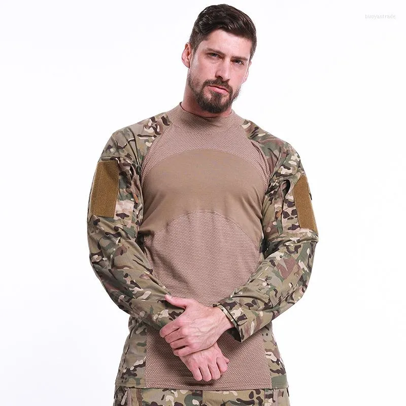 Men's T Shirts ESDY Men Tactical T-shirt Army Combat Long Sleeve Military Tshirt Sports Trends Camouflage Clothing Training Uniforms